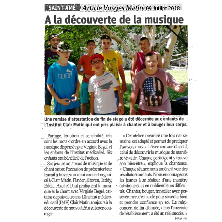 Article Vosges Matin 9 juillet 2018
